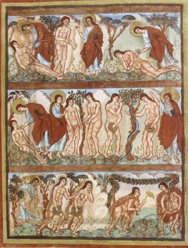 unknow artist Scenes rom Story of Adam and Eve,from the Bible of Charles the Bald